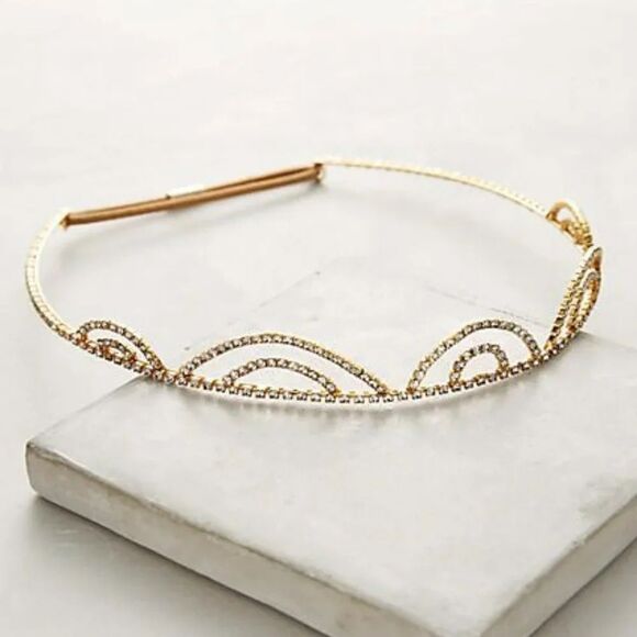 Anthropologie Jennifer Behr Elisabetta Tiara 12K Plated Gold main image 7